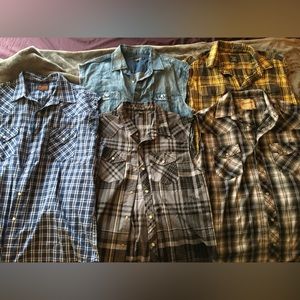 Men’s Plaid Button Down Sleeveless Shirt Lot